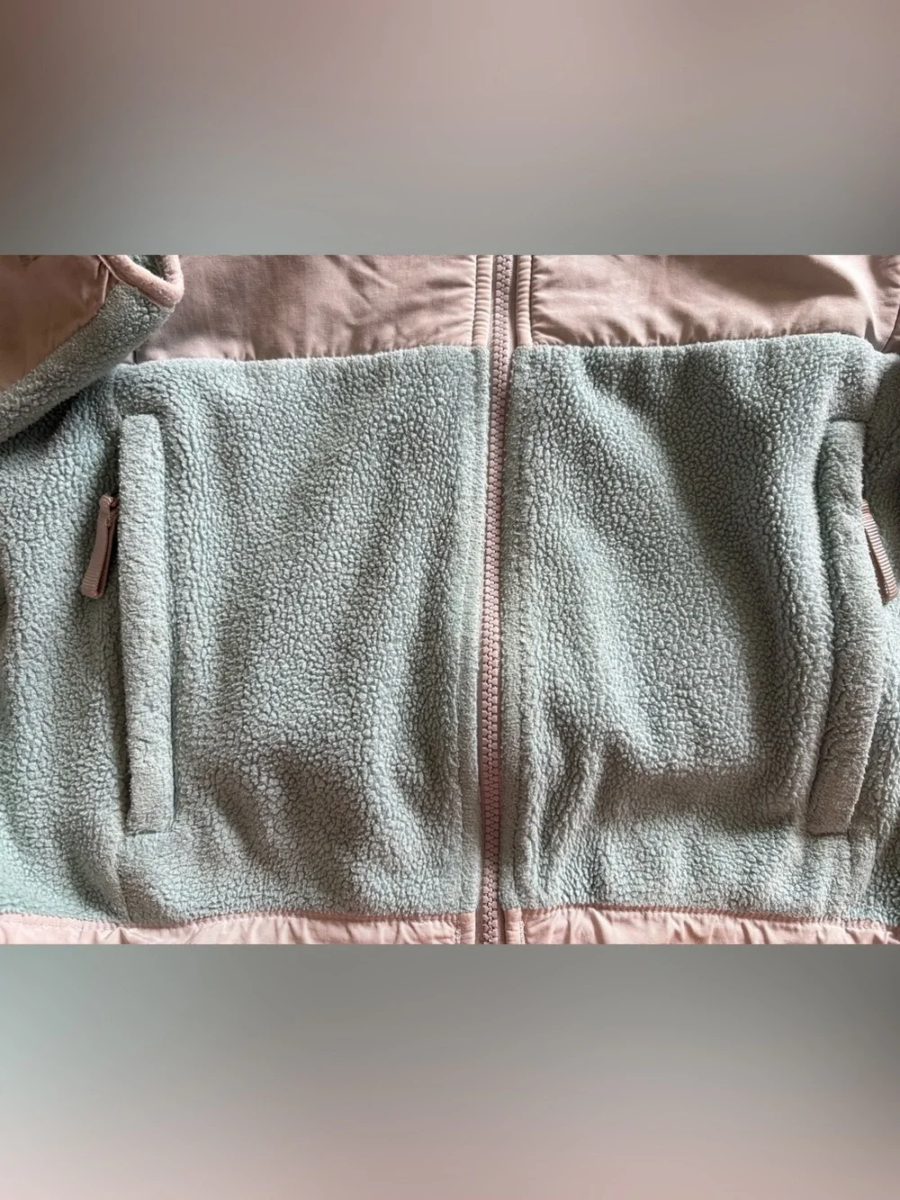 The North Face PolarTec Full Zip Fleece Jacket Blue & Gray Girls Medium Kids